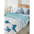 thumbnail image 4 of Blue Butterfly Coastal Twim Size Flat Sheet, Wrinkleproof & Fadeproof Cooling Flat Bed Sheet Only, Summer Beach Ocean Nautical Breathable Soft Bedding Top Sheets 66 x 96 Inches, 4 of 8