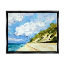 Stupell Industries Cloudy Coastal Cliffs Painting Coastal Painting Black Floater Framed Art Print Wall Art