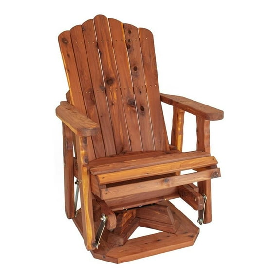 Pemberly Row Traditional 23" Solid Wood Cedar Adirondack Swivel Glider in Brown