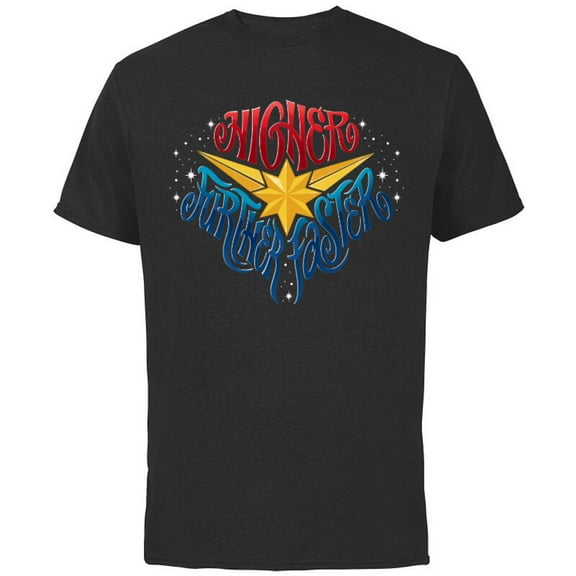 Marvel Captain Marvel Higher Further Faster Star - Short Sleeve Cotton T-Shirt for Adults - Customized-Black
