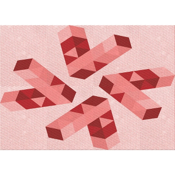 Ahgly Company Indoor Rectangle Patterned Pink Area Rugs, 2' x 5'