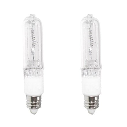 - (2)-Bulbs Anyray® A1795Y 100 Watt JD E11 100W Mini-Candelabra T4 Halogen Light Bulb, CLEAR, 100Watts