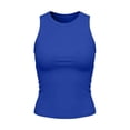 thumbnail image 7 of FDGIU Women's High Neck Ruched Side Sleeveless Crop Tank Top, Solid Fitted Casual Layering Camisole, 7 of 7