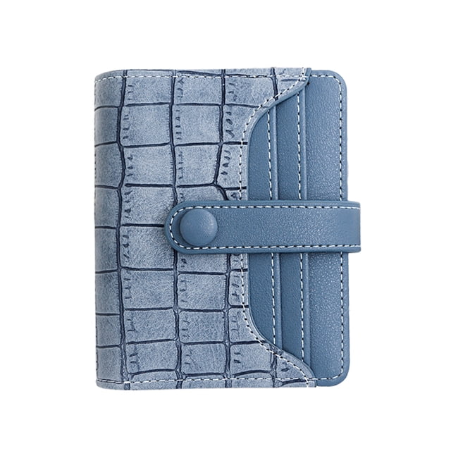 Hukapapa Monedero corto moda simple bolso con cremallera patrón de piedra color sólido bolso de mano tarjeta bolso hebilla monedero azul