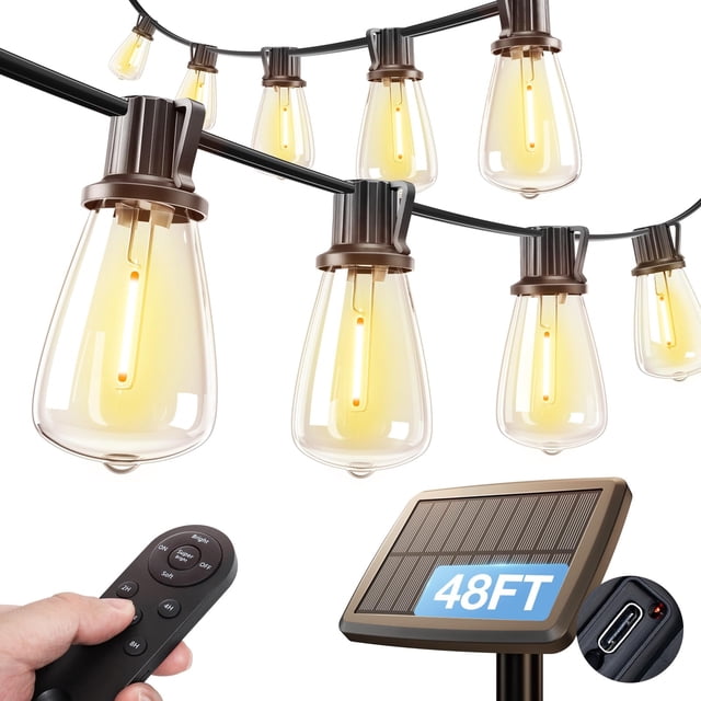 Cadena de luces solares Addlon, 16 bombillas Edison, 16 m, IP65, USB