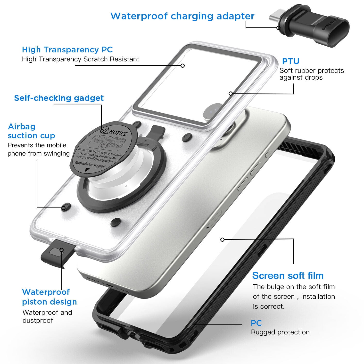 AICase Waterproof Universal Underwater Pouch Dry Bag Beach Travel Essentials for Phone - iPhone Samsung LG Google Xiaomi Nokia Motorola