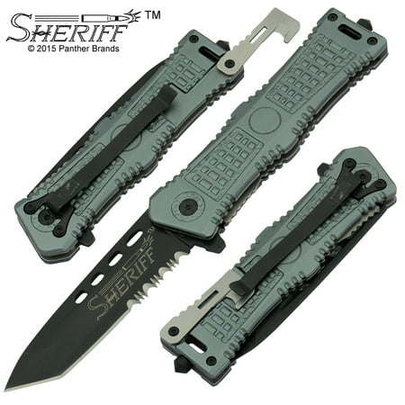 Sheriff Special Operation Trigger Action Knife Tanto Blade Grey