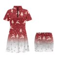 thumbnail image 3 of Chririnla Christmas Reindeer Tennis Dresses for Women Zip Front Athletic Dress with Shorts&2 Pockets Holiday Party Short Sleeve Midi Sundress Golf Workout Outfit Size XS-2XL, 3 of 7
