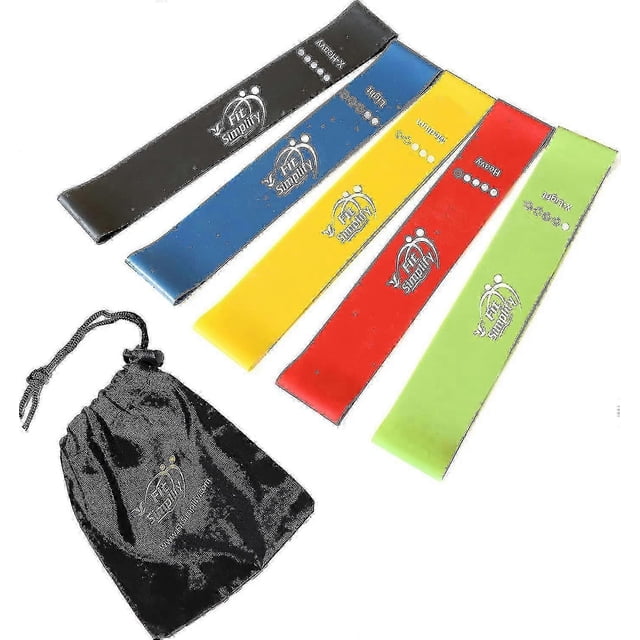 Fit Simplify Resistance Loop Exercise Bands With Instruction Guide And Carry Bag, Set Of 5