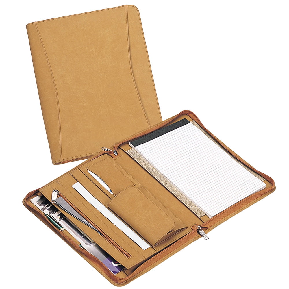 TAN ZIP AROUND BUSINESS PADFOLIO