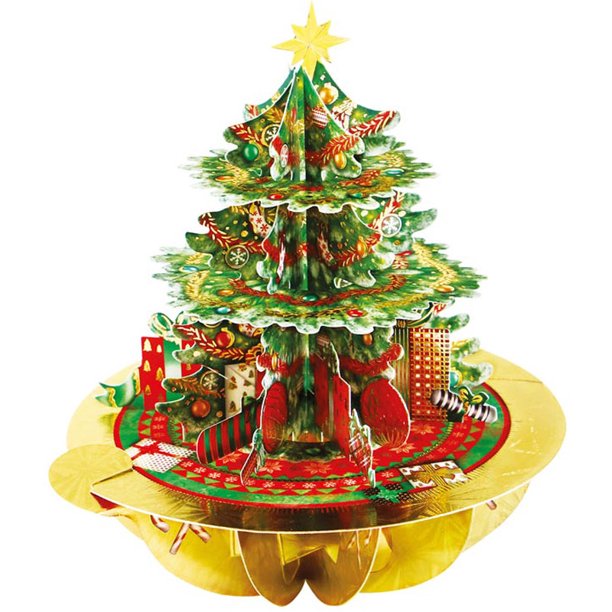 Notes & Queries Decorated Evergreen Tree with Gold Foil Accents 3D