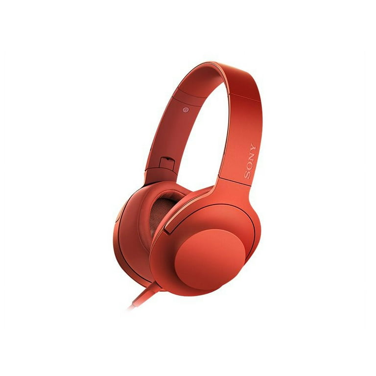 Sony h.ear on MDR 100AAP Headphones with mic full size wired 3.5 mm jack cinnabar red