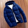 thumbnail image 4 of Ceisia Men Short Puffer Jacket Lightweight Hood Winter Windproof Zip Up Hoodie Drawstring with Pockets Purple S Gift, 4 of 8