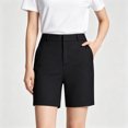 thumbnail image 3 of Womens Bermuda Shorts High Waisted Straight Leg Office Polyester Short,Black Size L, 3 of 5