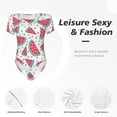 thumbnail image 4 of KLL Women 's Crew Neck Bodysuit Jumpsuits Watermelon Print Short onesies Stretch T Shirts, 4 of 7