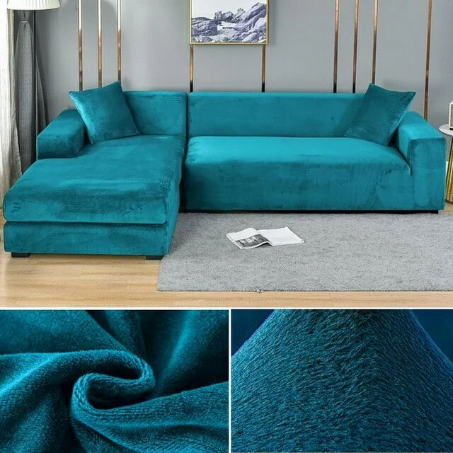 Housse de Sofa en Velours Épaisse et Élastique Housse de Sofa 1/2/3/4 Places pour Salon Housse de Sofa en Velours Peluche en Forme de L pour Coin Housse de Canapé