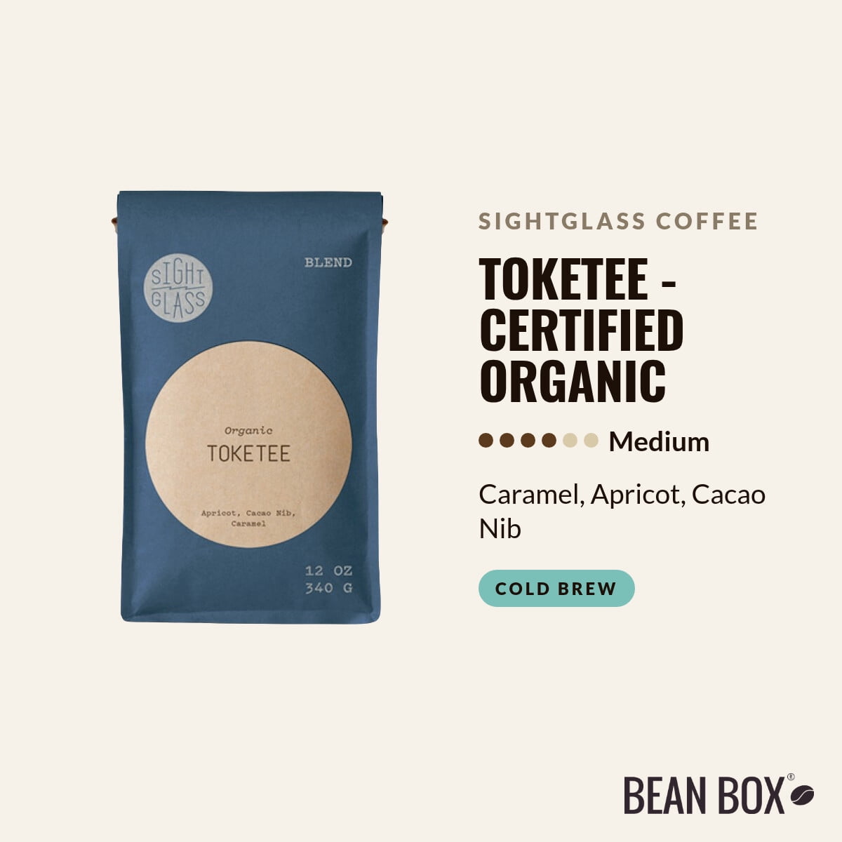 Toketee - Certified Organic - Roasted by Sightglass Coffee - Whole Bean Coffee - 12oz Bag