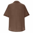 thumbnail image 7 of Women's Short Sleeve Tops Acrylic Knit Lapel Collared Shirt with Buttons Loose Fit Pullover Tee Blouses (S, Coffee), 7 of 7