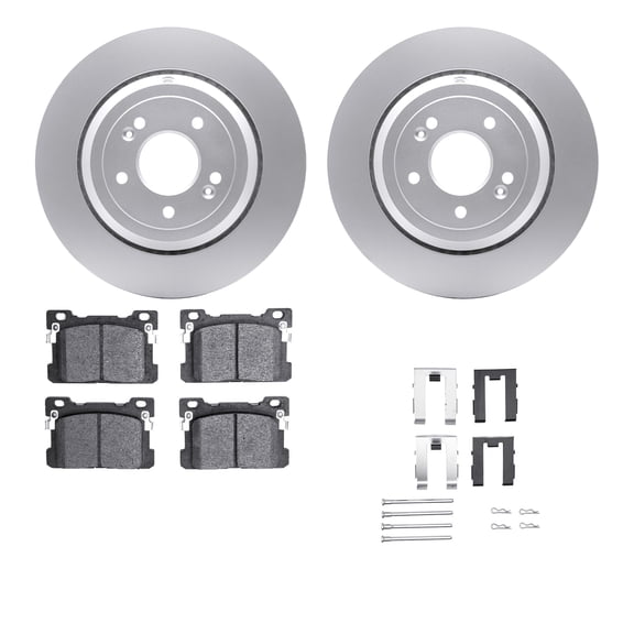 Dynamic Friction Company Rear Geospec Brake Rotors with 5000 Advanced Brake Pads includes Hardware 4512-10004