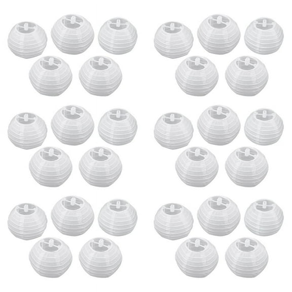30Pcs 4 Inch 10cm Round Paper Lantern for Birthday Wedding Party Decor  DIY Creavtive(White)