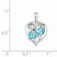 thumbnail image 2 of Pendentif en Forme de Cœur en Argent Sterling 925 Rhodié Topaze Bleue avec Diamant, 2 of 2