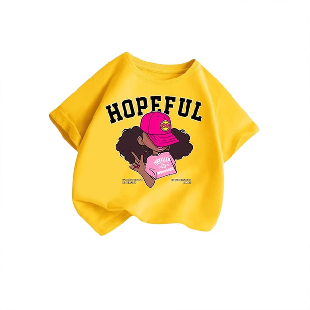 T-shirts pour Filles Tout-Petits Mignons Graphiques à Manches Courtes pour Filles Col Rond Tenues d'Été pour Tout-Petits 4T T-Shirts pour Filles Tenue pour Filles