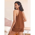 thumbnail image 5 of Women's Drawstring Short Sets Outfits Neck Top High Shorts for Daily Wear Dark Brown L, 5 of 6