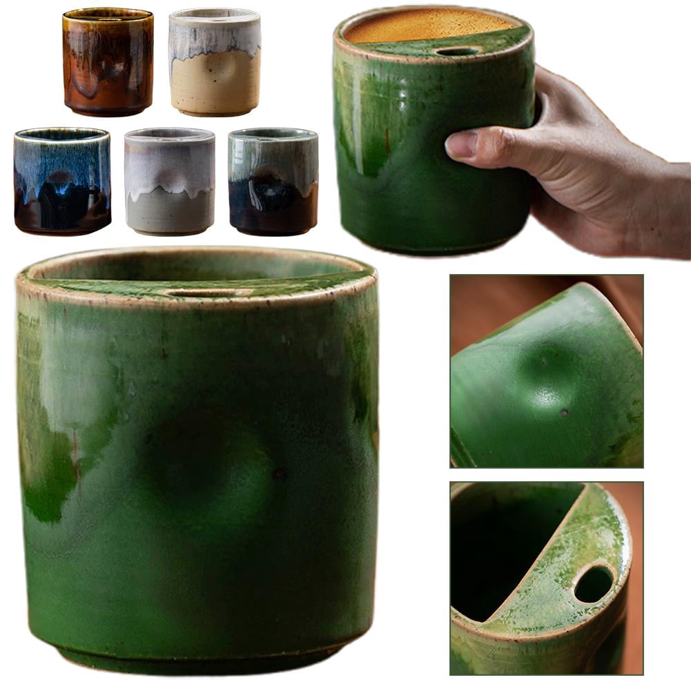 18oz Vintage Kiln Ceramic Coffee Mug with Sip Hole,Retro Art Ceramic Coffee Cups Espresso Cup with Straws,Hand Painted CeramicCup Heat Resistant Non Slip,CeramicCup Gift for CoffeeLovers