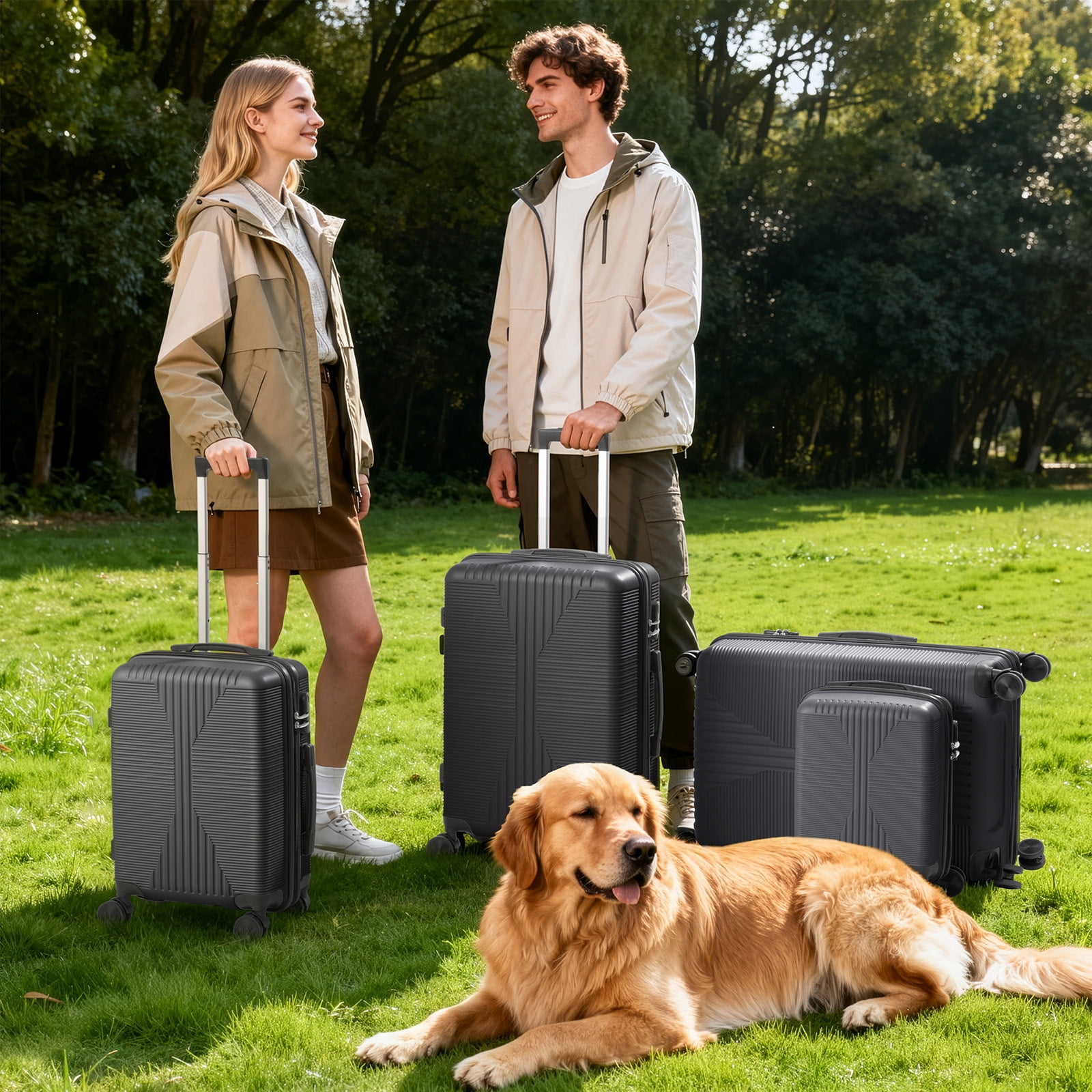 Ktaxon 4-Piece Luggage Set Hardshell Lightweight ABS Carry On Suitcase 360° Spinner Wheels Gray
