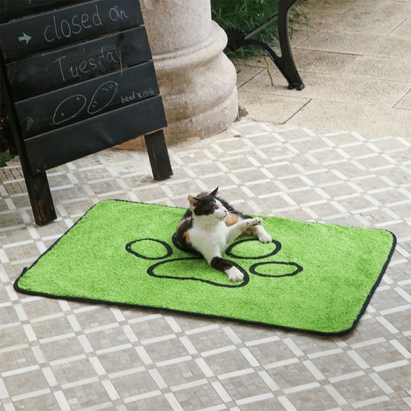 Nebwoak Non-Slip Water Absorbing Pet Mat for Dogs & Cats - Self Warming Noiseless Machine Washable Sleeping Pad for Crate/Bed, 17.7x23.6in Green