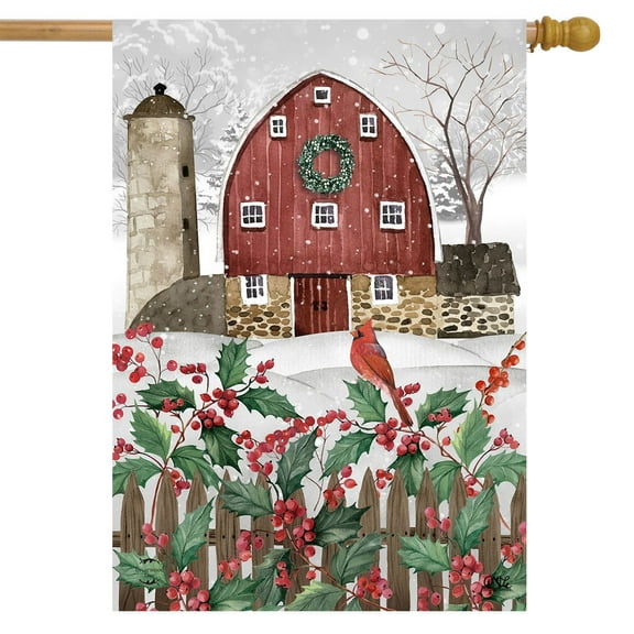 Briarwood Lane Barn in Snow House Flag
