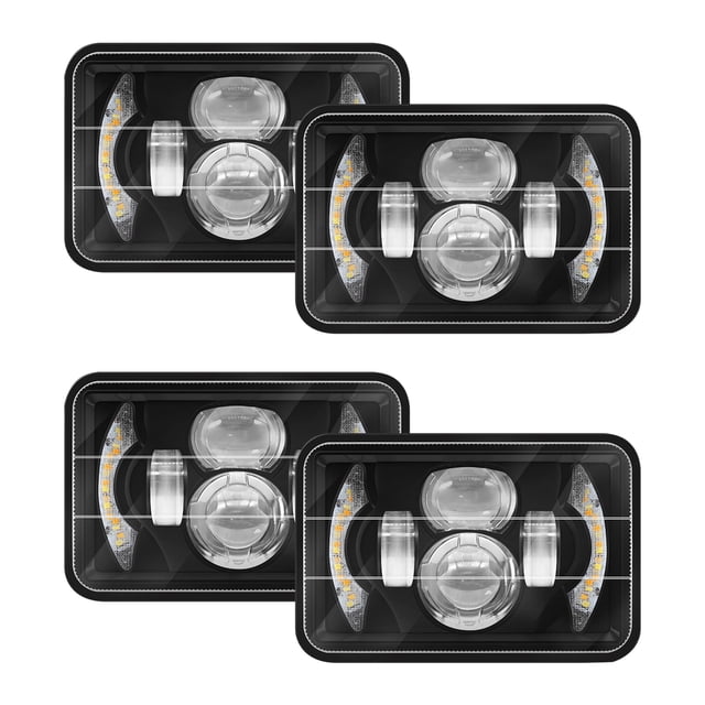 Faro de coche Faro LED de 5 pulgadas, faro rectangular para automóvil de 4x6 pulgadas con señal de giro DRL, reemplazo de haz alto/bajo para Peterbilt Kenworth Oldsmobile Cutlass (paquete de 4)