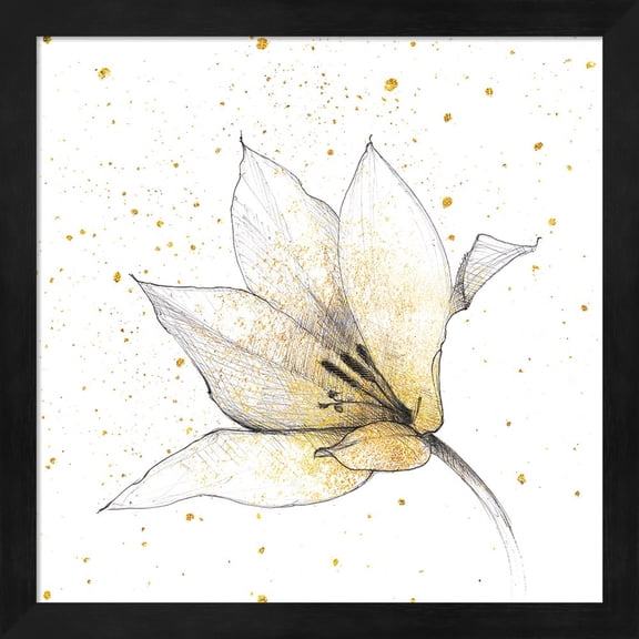 Gilded Graphite Floral IX by Avery Tillmon, Framed Wall Art, 13.25W x 13.25H