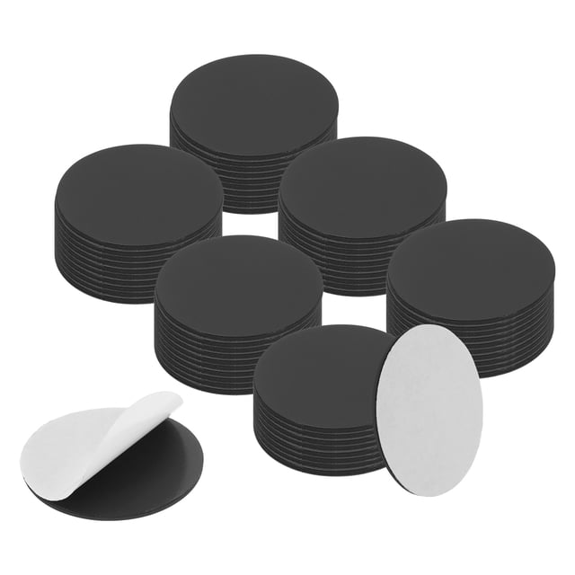Uxcell 60Pcs 1.2'' x 0.05'' Imán Redondo con Respaldo Adhesivo, Etiquetas Magnéticas de Goma Autoadhesivas para Manualidades de Oficina, Aula y Hogar