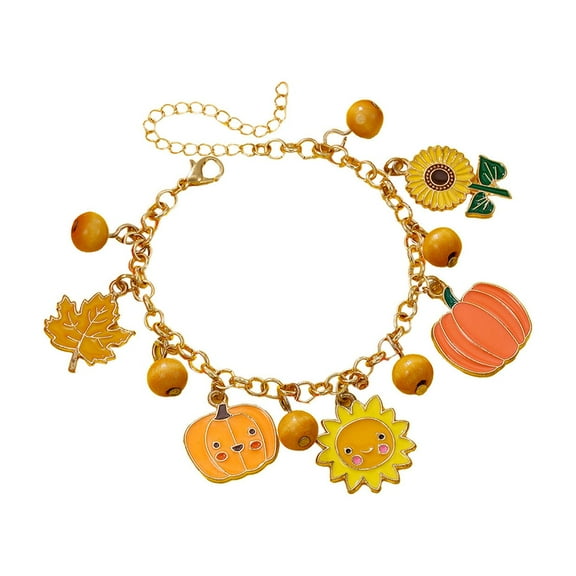YIMWNYI Thanksgiving Alloy Bracelet, Maple Leaf Sunflower Turkey Charm, Fall Holiday Hand Decoration, Thanksgiving Gift for Women