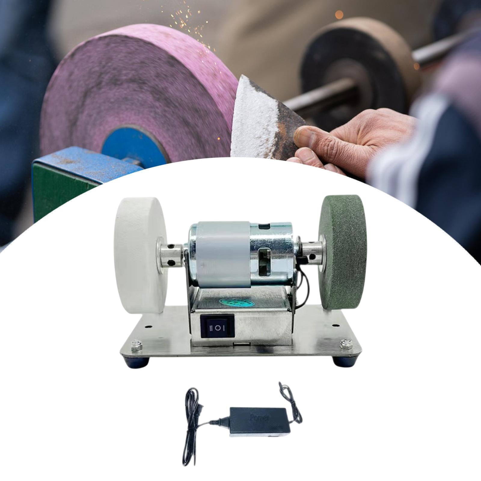 simhoa Electric Belt Sander Belt Grinder 7 Adjustable Speed Double Wheels Equipment Mini Bench Belt Grinder for Making Metal Working