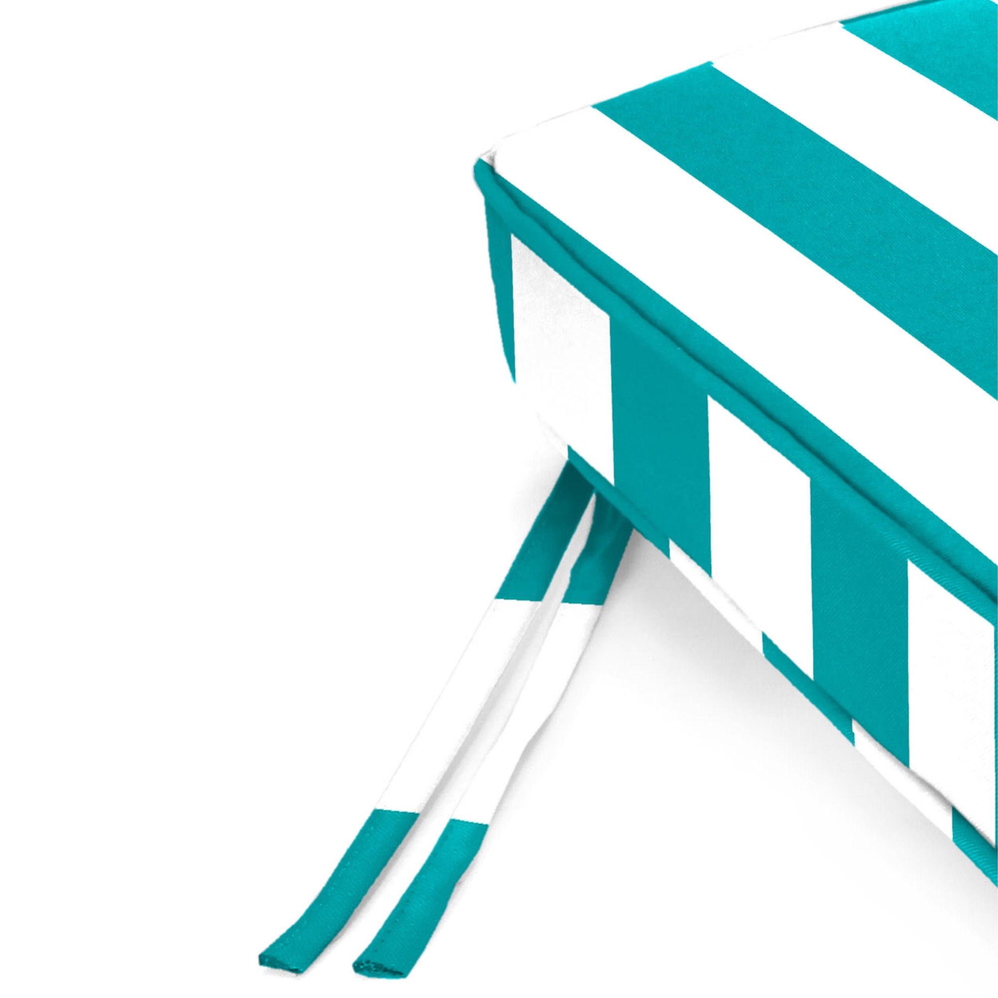 Jordan Manufacturing 47" x 17" Awning Turquoise Stripe Rectangular Outdoor Settee Swing Bench Cushion with Ties and Welt