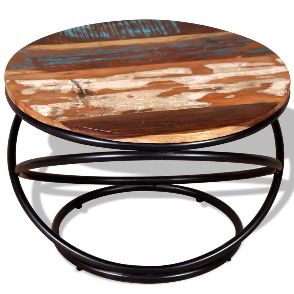 Kepooman 23.6" Modern Solid Reclaimed Wood Foundry Side Accent Table for Living Room Bedroom, Multi-color