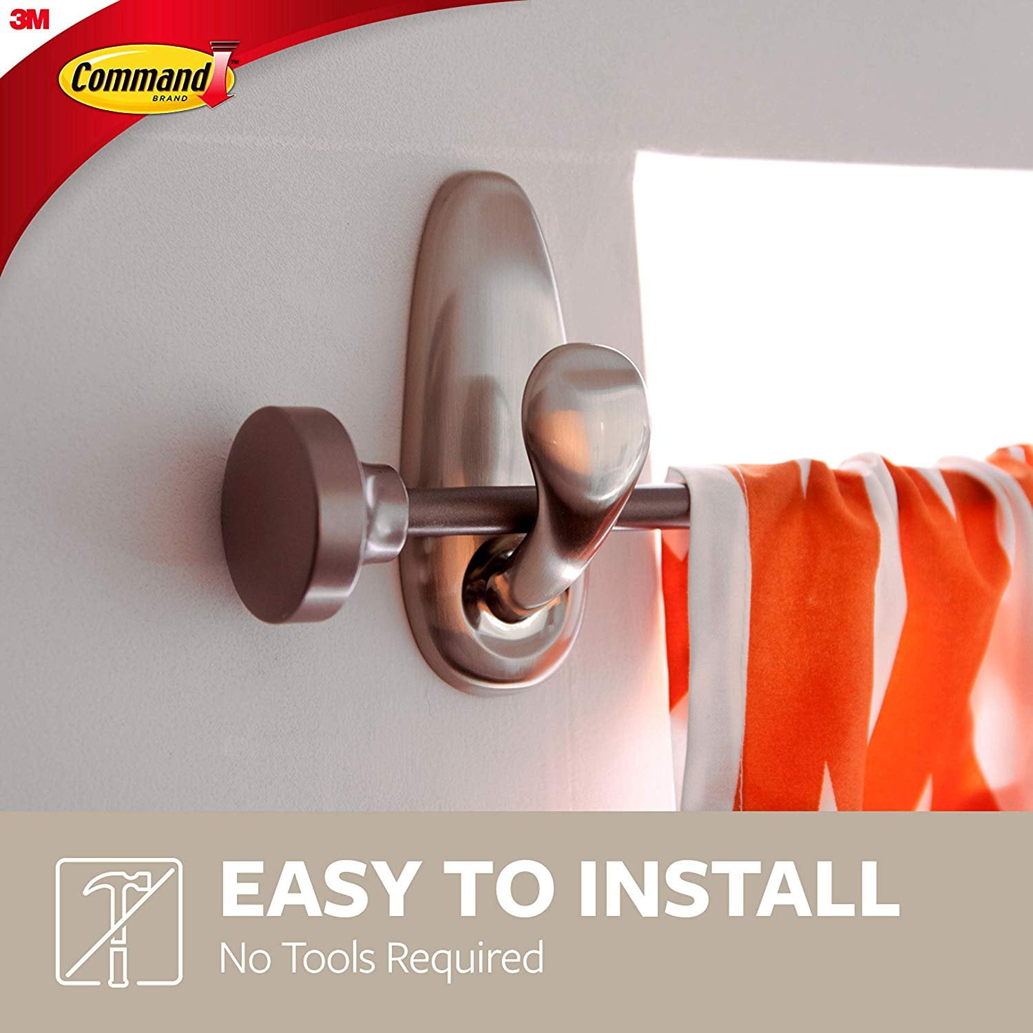 Command Brushed Nickel Forever Classic Metal Hook, Holds 3 lbs, Decorate Damage-Free, Indoor Use FC12-BN-2ES