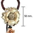 thumbnail image 4 of Gorgeous Marigold Blossom Brown and Gold Floral Leather Bag Ornament Keychain, 4 of 5