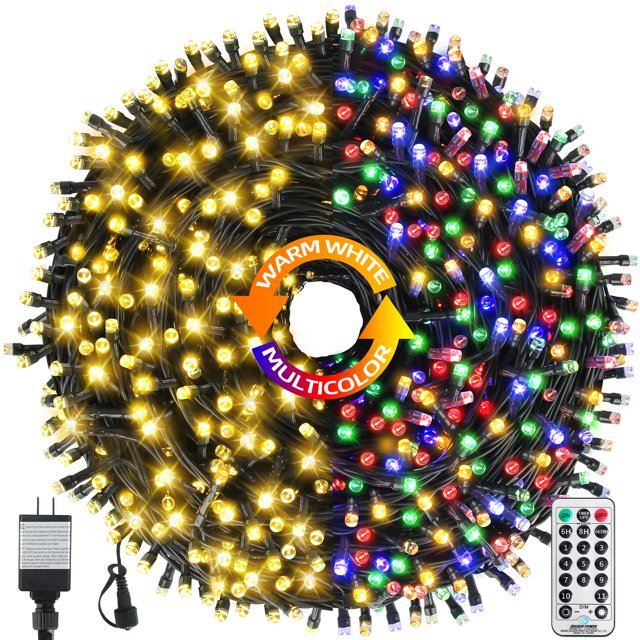 Luces navideñas MZD8391, 170 pies, 500 LED, impermeables, con temporizador