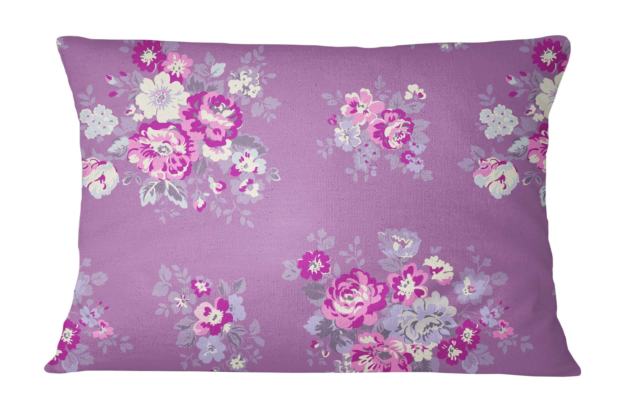 S4Sassy Floral Print Cushion Cover 2 Pcs Cotton Poplin Decorative Pillow Sham 