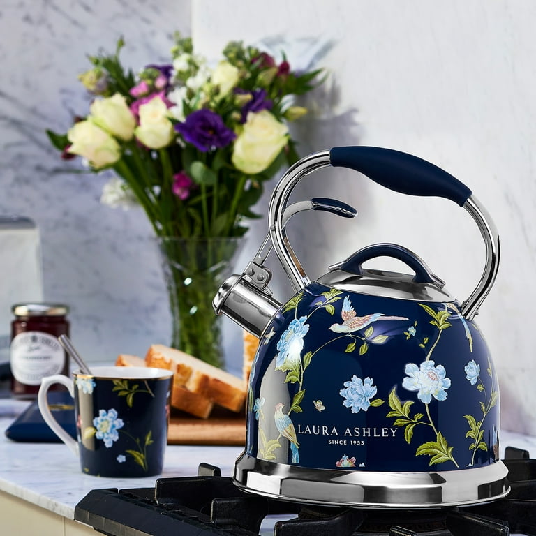 Laura Ashley Induction Stovetop Kettle, Stainless Steel Navy, 3