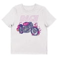 thumbnail image 4 of Butterfly Flame Motorcycle Women's White Short Sleeve Crew Neck Cropped Tee-Medium, 4 of 5