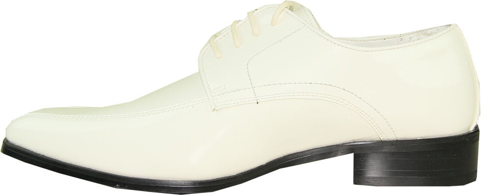 VANGELO Men Tuxedo Shoe TUX-5 Fashion Square Toe for Wedding Formal Event Ivory Patent 11W 