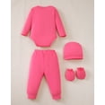 thumbnail image 2 of KIMI BEAR Newborn Baby Girls Layette Set 4 Packs Winter Clothes Outfits Long Sleeves Romper Top Pants Gloves Hats 16 Piece Essentials Accessories Clothing Gift Sets Pink NB, 2 of 9
