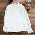 thumbnail image 5 of Nfurl Womens Lace Long Sleeve Shirts Elegant Embroidery Button Down Stand Collared Shirt Casual Hollow Out Solid Color Tshirts 2025 Fall Tops White XL, 5 of 10