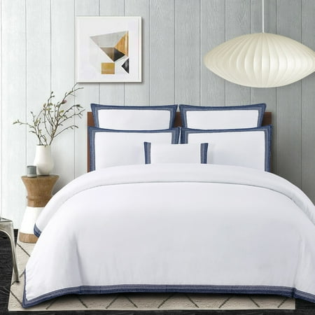 Echelon Home Sofia Embroidered Belgian Linen Duvet Cover Set