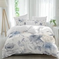 thumbnail image 2 of Blue White Floral Bedding 3 Piece Duvet Cover Set Full Size, Botanical Garden Flowers Leaves Soft Microfiber Comforter Cover with Zipper Closure & Pillowcases, Wrinkle & FadeResistant Quilt Cover, 2 of 9