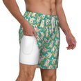 thumbnail image 2 of Balery SHIBA WITH FLORAL Mens Swim Trunks Swim Shorts for Men Quick Dry Inseam Beach Shorts with Compression Liner Pocket-Large, 2 of 9